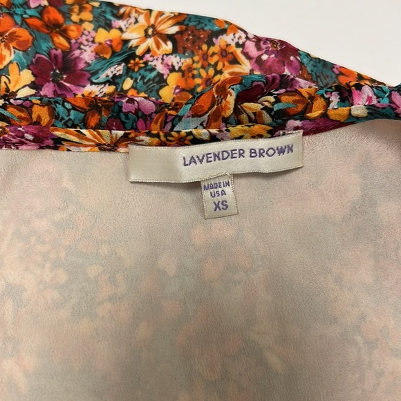 Lavender Brown Floral Flutter Sleeve Ruffled Maxi Dress - Picture 7 of 10